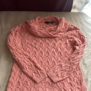 Jeanne Pierre Pink Cable-Knit Cowl Neck Pullover Sweater 100% Cotton Size L